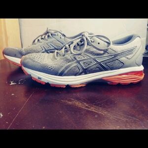 Asics Gray and Orange Athletic Shoes